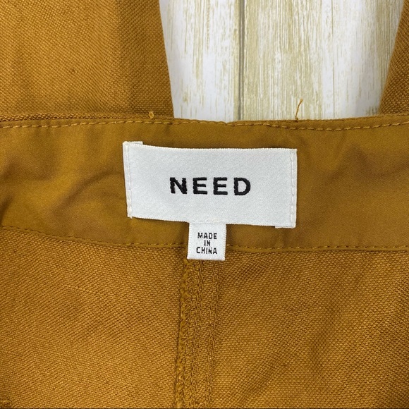NEED Mustard Yellow Linen Blend High Rise Gaucho Pants - Picture 4 of 8